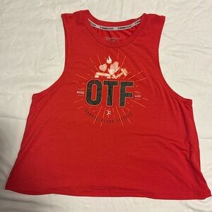 Orangetheory red flowy tank, small